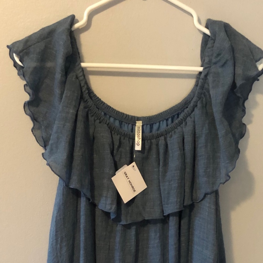 Denim like ruffle dress